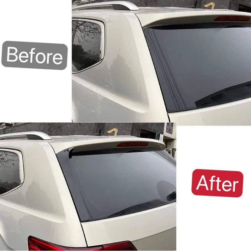 Car Rear Window Side Spoiler  Splitter Trim Sticker Fit For VW Teramont Atlas 2017 2018 2019  ABS  Exterior Parts Gloss Black