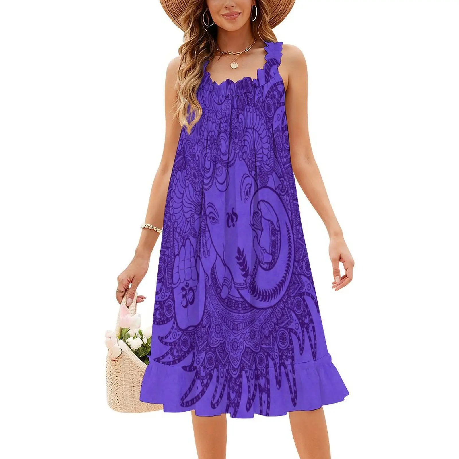 فستان غانيشا بنفسجي بفتحة عنق على شكل قلب فستان أنيق للحفلات الصيفية للنساء ملابس نسائية غانيشا غاناباتي فينايكا غانيش