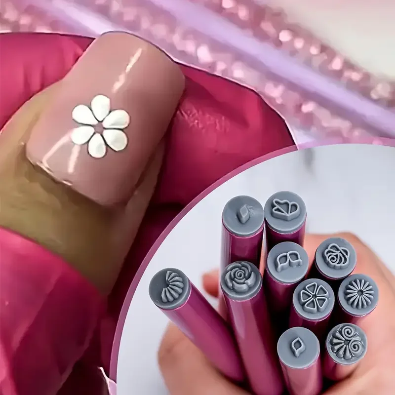 4/6/10 pezzi Set di penne per timbri per nail art Kit timbri floreali e con motivi con strumenti punteggiati Accessori per unghie inodore per donne e ragazze