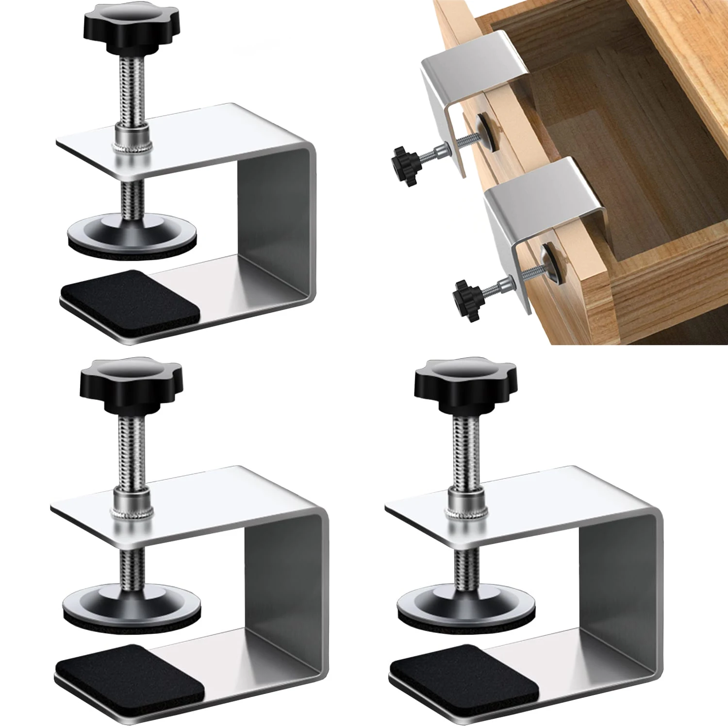 2Pcs Woodworking Jig Cabinet Tool Home Furniture Accessories Steel Drawer Front Installation Clamps Drawer Panel Clips Hand Tool