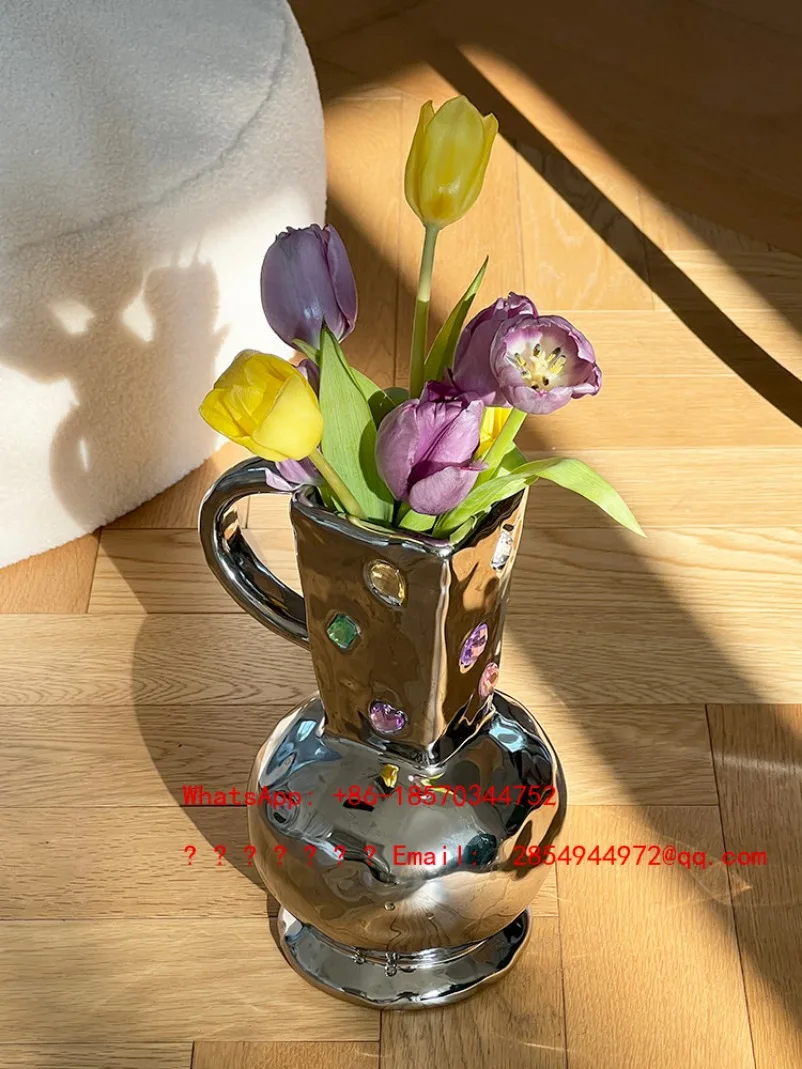 

Vase Hydroponic Flower Arrangement Ornament Electroplated Silver Creative Home