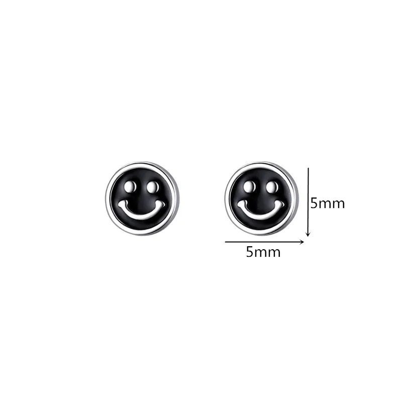 5mm Colorful Enamel Smile Face Stud Earrings For Wome Girl Simple Charm Round Smiling Mini Small Earrings Jewelry W370