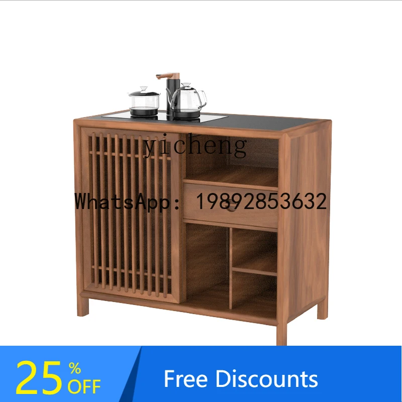 ABC  tea side cabinet  room black walnut old elm embedded storage tea cabinet