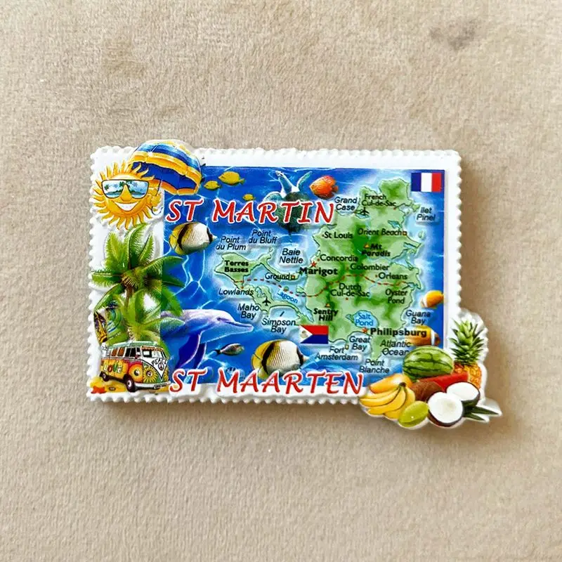 

St. Maarten tourist souvenirs3d3D Map Magnetic Fridge MagnetinsHoliday Style Decorations
