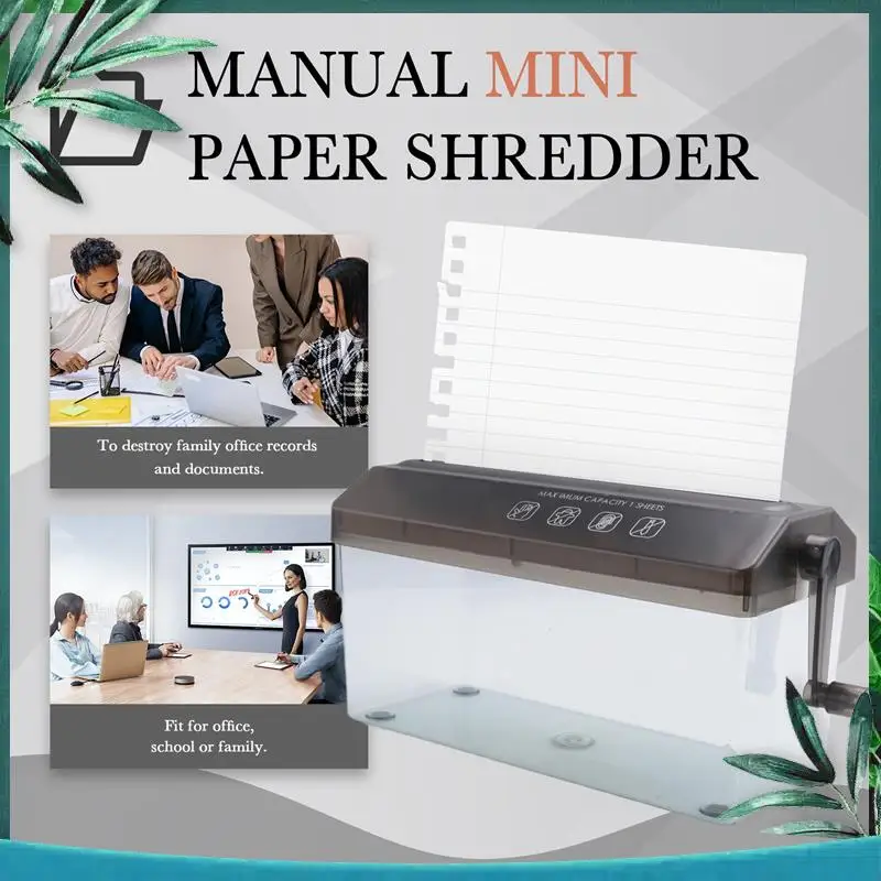 (NEW) Paper Shredder Desktop Manual Mini Hand Cutting Tool A4 Machine Documents Crusher For Home