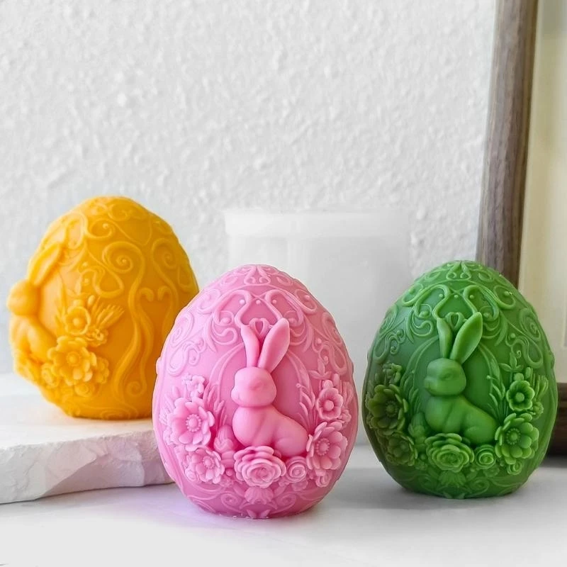 

652F High Quality Silicone Rabbit Eggs Mold Easter Rabbit Eggs Silicone Mold For Unique Scented Making