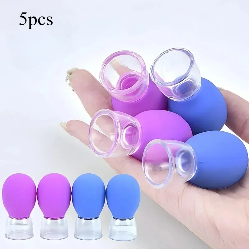 Randomly selected 5 cupping massage cups, suitable for facial and eye massage, vacuum cup design, anti-aging beauty tool.