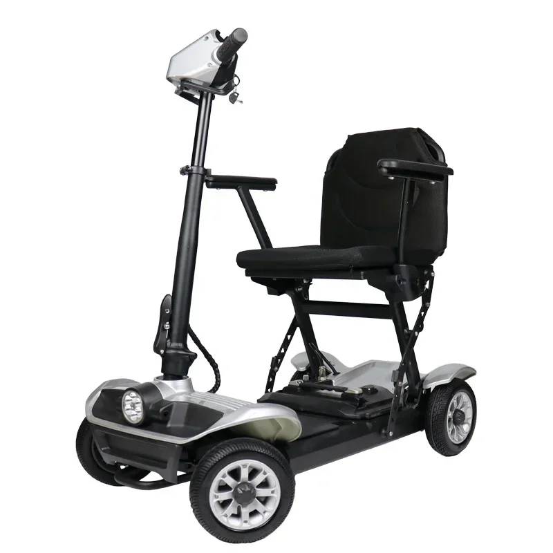 CE UKCA Approved Lightweight 4-Wheel Aluminium Folding Mobility Scooter for Elderly and Handicapped People