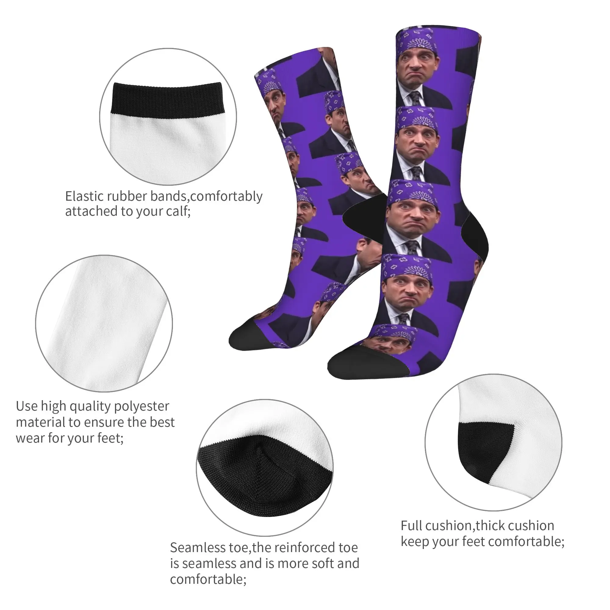 Prison Mike The Office Funny TV Show Socks Printed Stockings Anti Bacterial Men Socks Quality Autumn Modern Cycling Socks #6