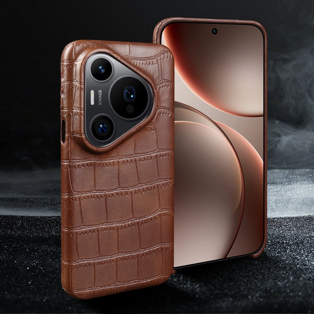 Luxury Crocodile Leather Phone Case for Huawei Pura 90 Pro Max 80 Ultra 70 Pro Plus Mate 80 RS Pro Max 60 Case Back Cover Coque