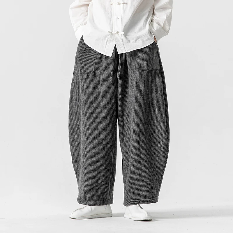 Corduroy Men Wide Leg Pants Oversized Joggers Casual Pants Men Streetwear Vintage Harem Pants Male Loose Trousers Large Size 5XL