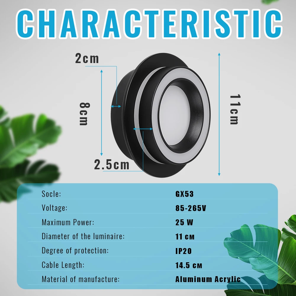 GX53 Led Downlight Led Panel Light 3 Color Change For Indoor LED Spot light Recessed Down Light AC85-265V Ceiling Light Round