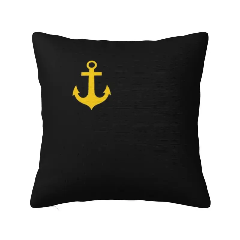 Gold Anchor Logo Pillow Case Decoration Fashion Sailor Nautical Adventure Cushions for Sofa Square Pillowcase