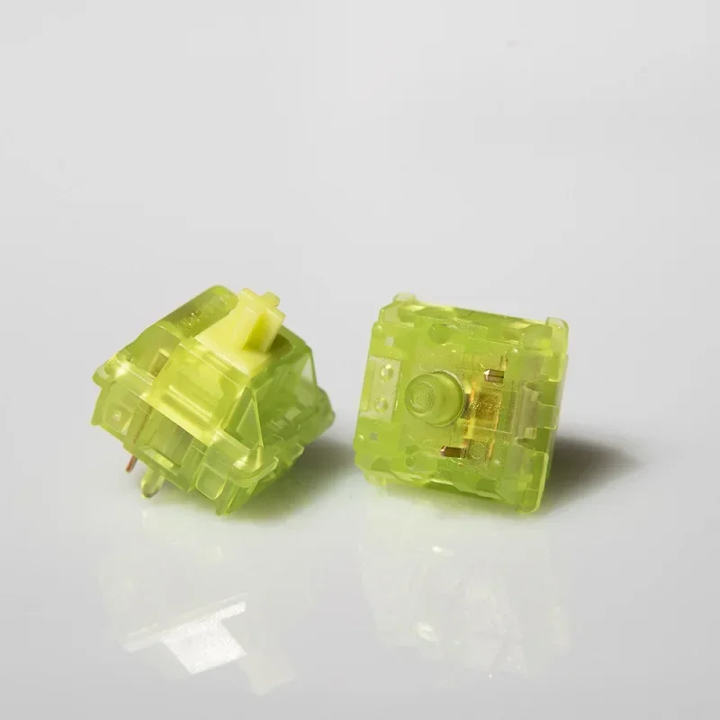 GATERON Luciola Keyboard Switch 5 Pin Linear 55g RGB DIY Hotswap High Gloss Translucent Green Top Housing Glow In Dark