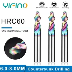 YIFINO Nano Diamond Coating Tungsten Steel Step Drill Second-order Counterbore 90 Degree Aluminum Countersunk Drilling Bit Tools