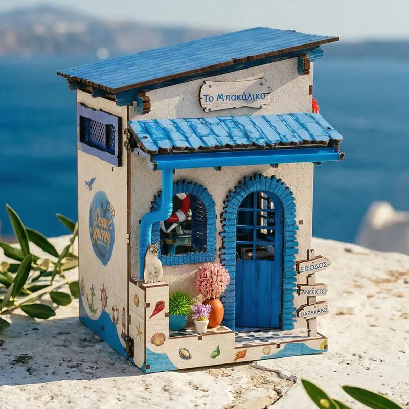 DIY Miniatur-Puppenhaus-Set 3D Holzpuzzle Landhaus-Modell mit LED-Beleuchtung Kreative Handgemachte Heimdekoration als Geburtstagsgeschenk für Freunde