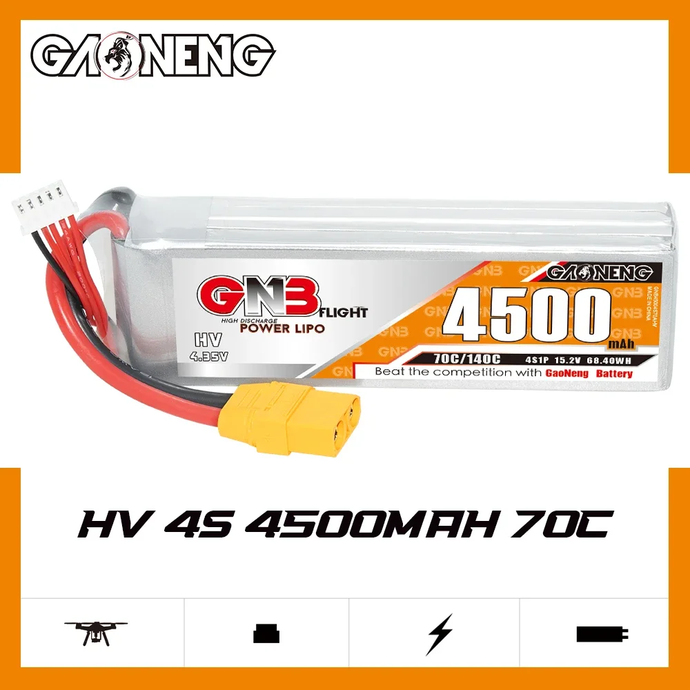 

GAONENG GNB 4500mAh HV 4S 70C 140C 15.2V XT90 LiPo Battery RC Truck Airplane Helicopter MultiCopter RC Boat RC Hobbies