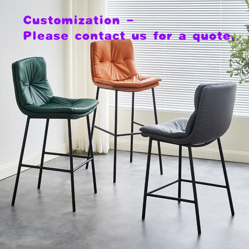 custom.Modern Luxury Leather Bar Stools Simple High-Top Reception Chairs Home Front Desk Cash Register Seats Light Weight
