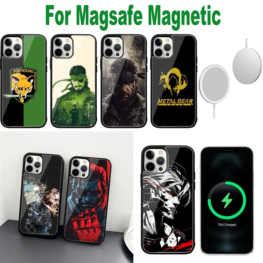 Metal G-Gear Solid Phone Case For iPhone 16,15,14,13,12,11,Plus,Pro,Max,Mini Magsafe Magnetic Wireless Charging