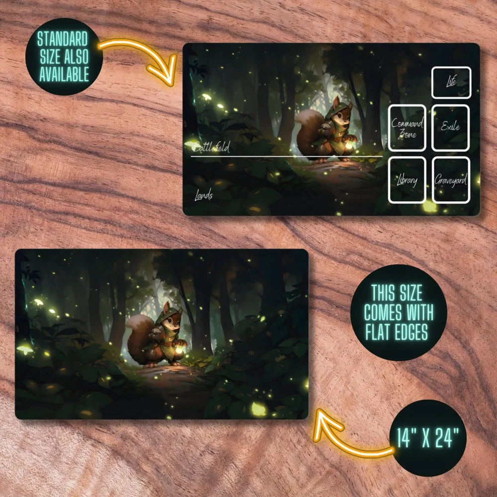 MTG Playmat, Squirrel Themed TCG Playmat available With or Without Zones, Forest Themed TCG Playmat, Gamer Girl Gifts