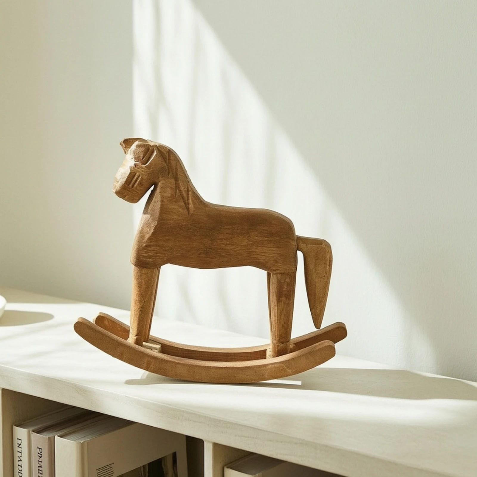 Wooden Rocking Horse Hand-Carved Rocking Horse Figurine Caballo Mecedor Tabletop Figura De Caballo Mecedor Rustic for Decorators