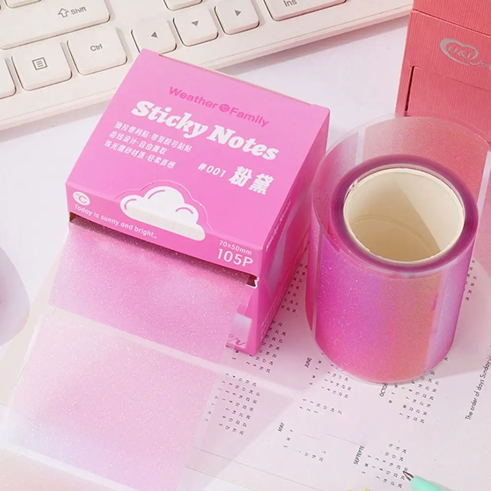 105Sheets/roll New Pull-out Sticky Notes Transparent Multifunctional Pearlescent Sticky Notepad Portable Color Planner Sticker