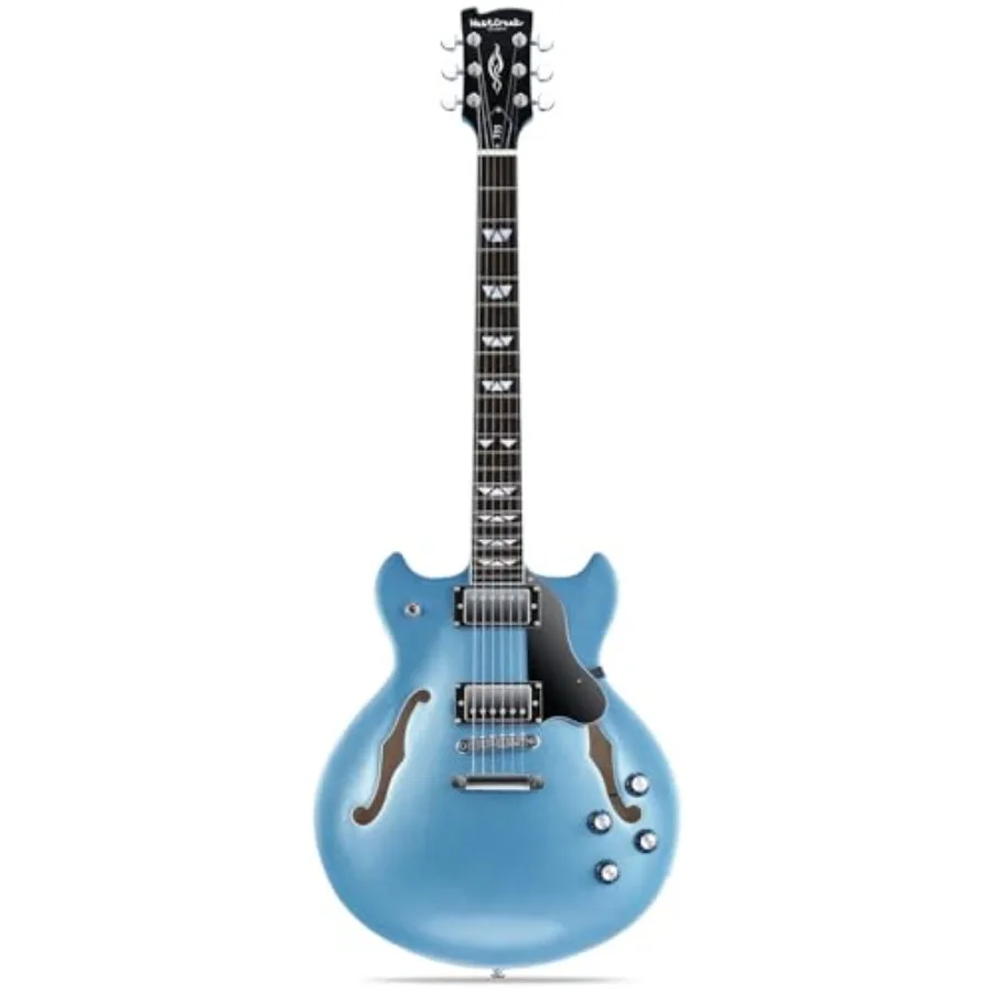 

Semi Hollow Body Jazz Electric Guitar for Professional Performance, Maple Body with Rosewood Fretboard, Black Finish, Humbucker