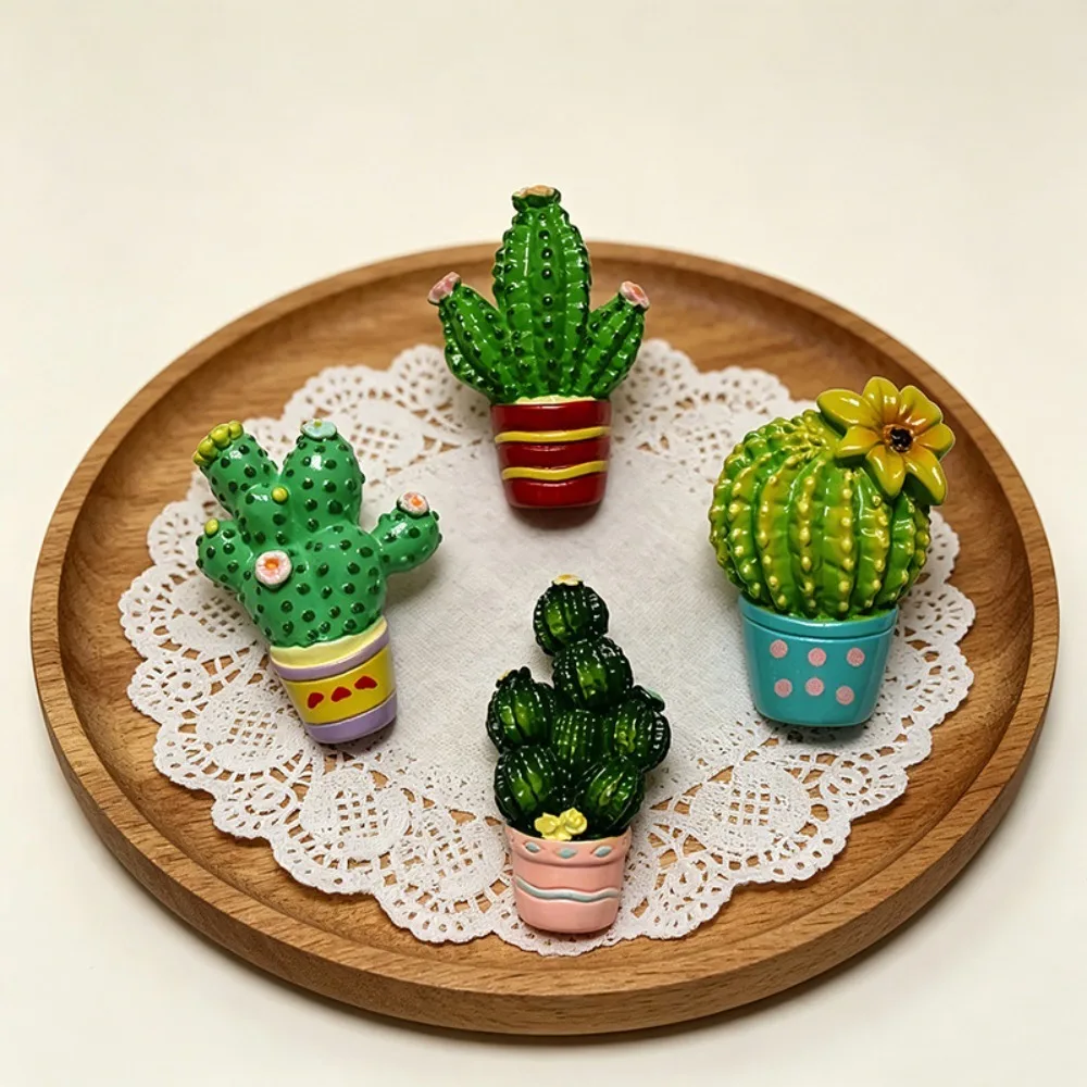 5Pcs New Cute Resin Mini Plant Catcus Series Flat Back Manicure Parts Embellishments For Hair Bows Accessories