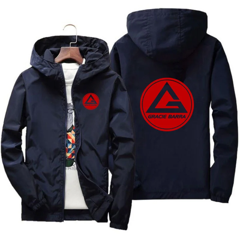 New Men's Gracie Barra Pilot Jacket Spring and Autumn Fashion Casual Brand Large Size Clothing Solid Color Zipper Sports Coat 7X