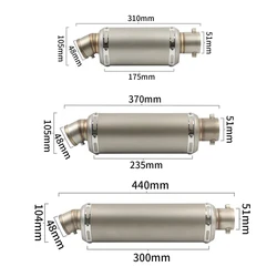 51mm Universal Motorcycle Exhaust Muffler Escape 310 370 440 mm Pipe 100cc-1000cc ATV GP Scooter For fz6 pcx125