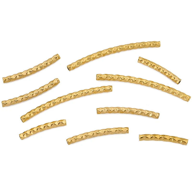 10pcs 15 20 30mm Never Fade Necklace Spacer Beads PVD Stainless Steel Curved Tube Beads  For Jewelry Making Bracelet Supplies