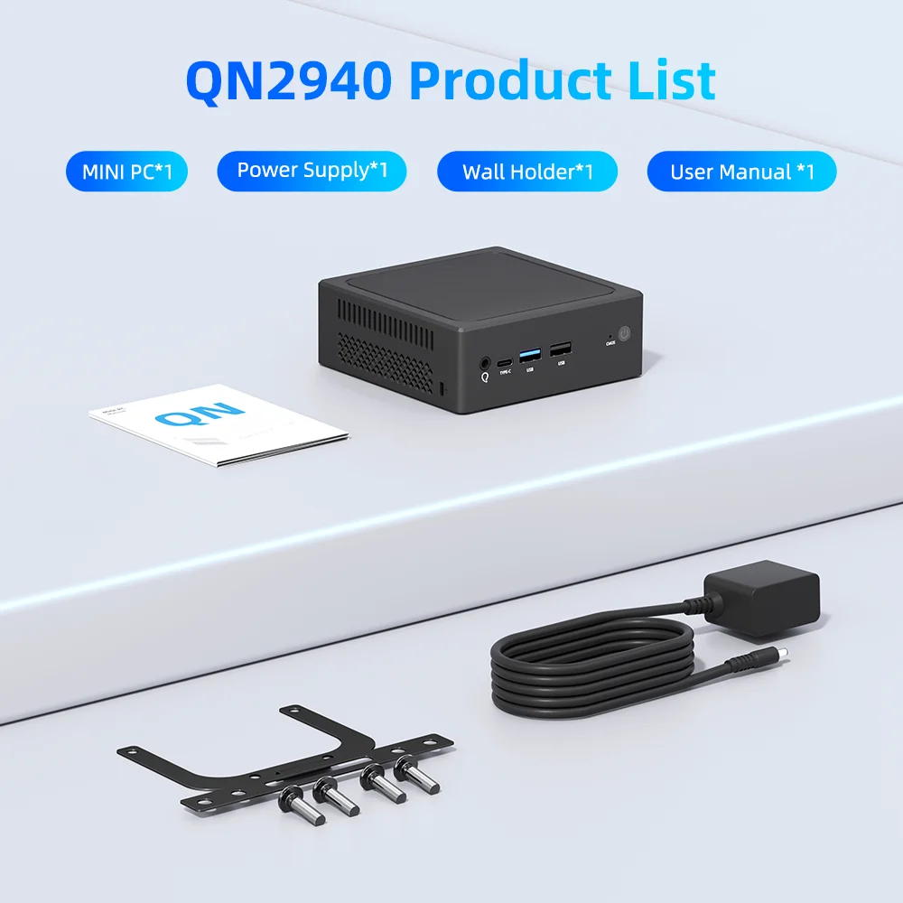 TexHoo Mini PC Intel Celeron N2940 16GB RAM 512GB SSD WIFI5 BT4.0 Windows 10 Desktop Computer 4USB TypeC Dual Display for Office