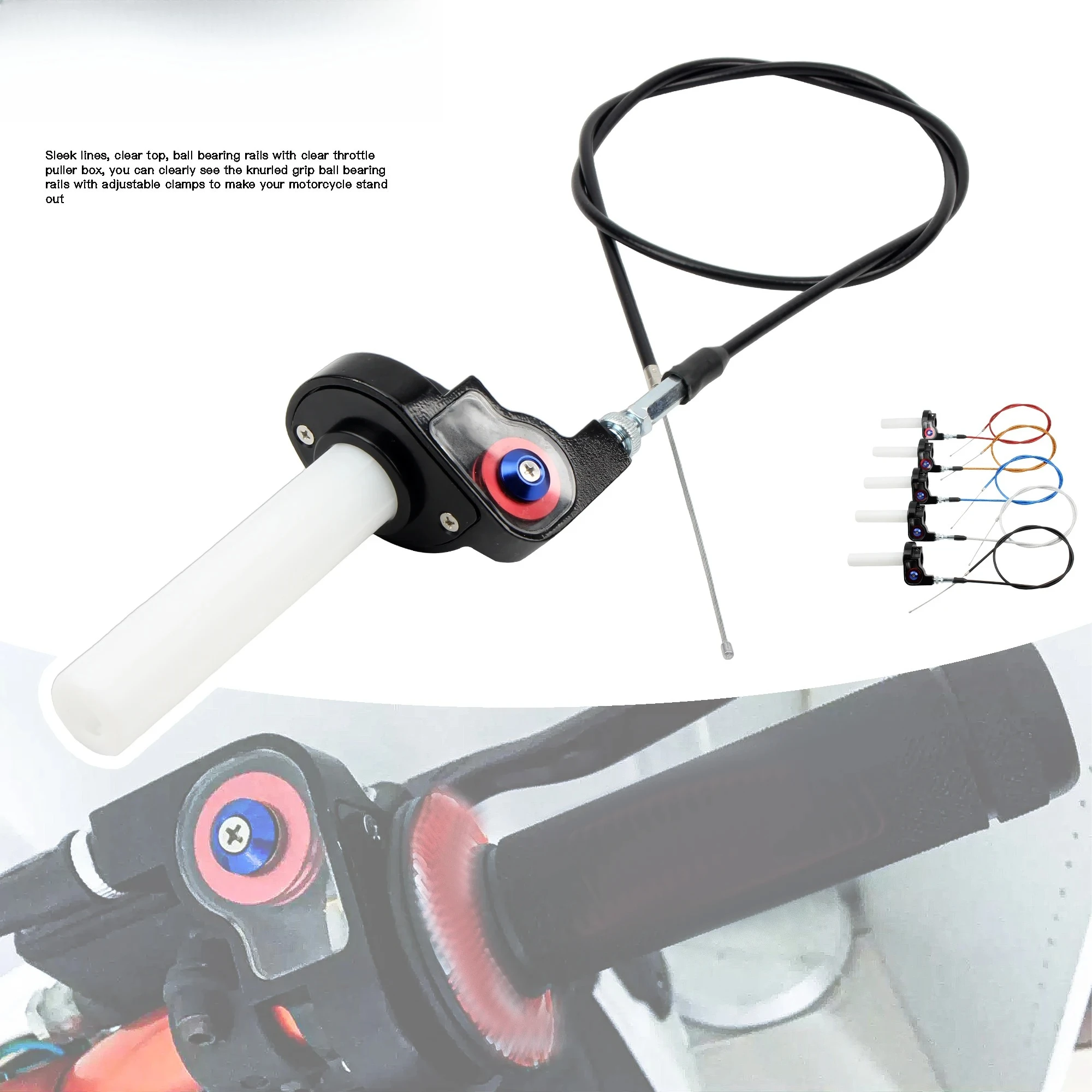 7/8"22mm Motorrad Schnellgasgriff mit Gaszug 1200mm Dirtbike Motocross ATV Modifiziertes Zubehör