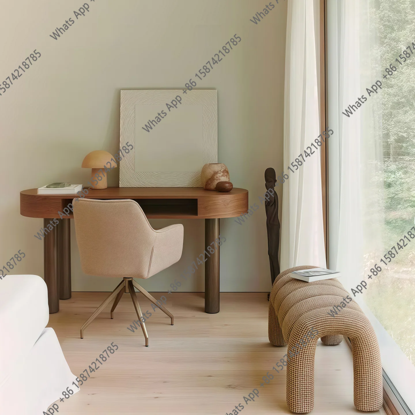 

French solid wood desk home designer retro study table log wind desk high-end work table