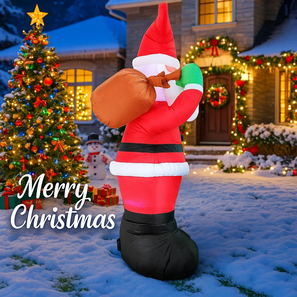 6.2FT LED Inflatable Xmas Yard Decor Santa Claus Gift Toy Christmas Home Decoration Ornament Festive Supplies Holiday Yard Decor