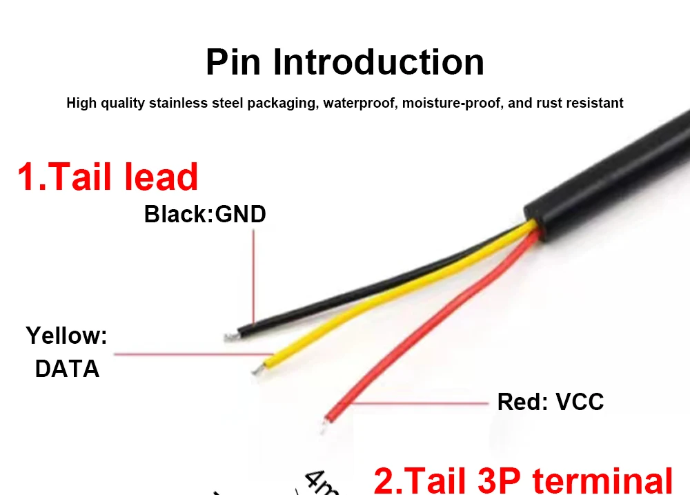 DS18b20 Edelstahl Wasserdicht 1/2/3 m Gewinde Temperatur Sonde Temperatur Sensor 18B20 Kabel Für Arduino – Detail 3