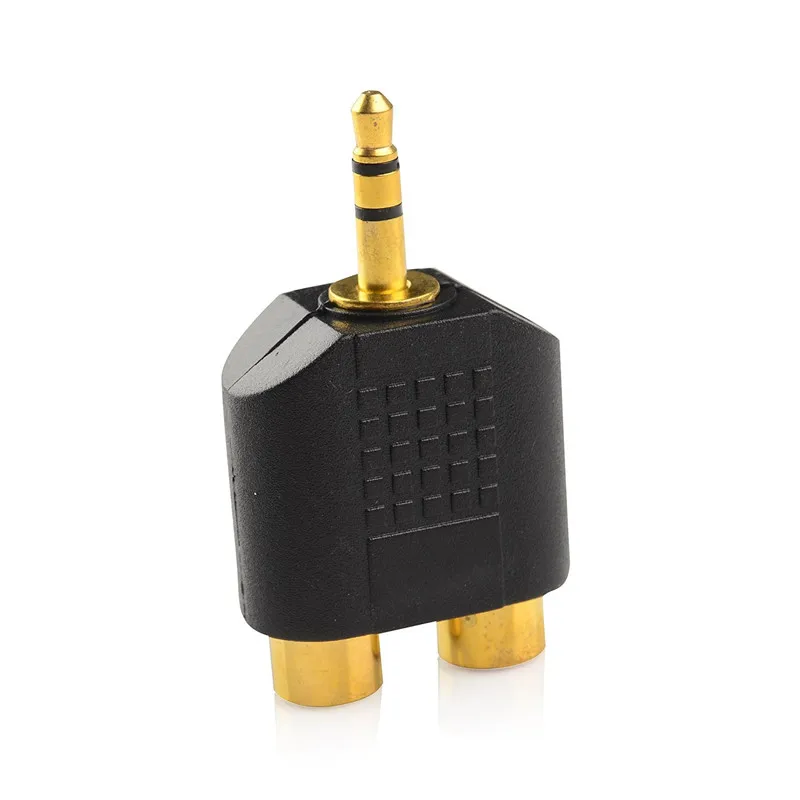 1 szt. Wielofunkcyjny pozłacany adapter audio 3.5mm stereo męski na 2 RCA żeńskie gniazda Y Splitter, złącze 3.5 Jack — zdjęcie produktu 2