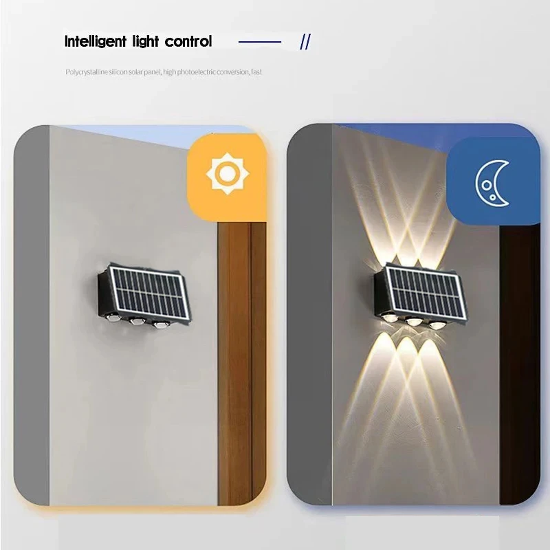Lámpara Solar de pared para exteriores, luz Led RGB impermeable, 4W, 6W, 8W, para balcón, casa, patio, jardín, decoración del hogar
