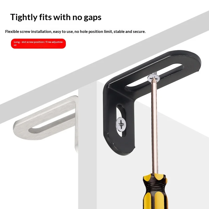 10PCS Stainless Steel Adjustable Angle Cabinet Anti Tipping Device Right Angle Connector 90° L Fixed Bracket Angle Iron Hardware