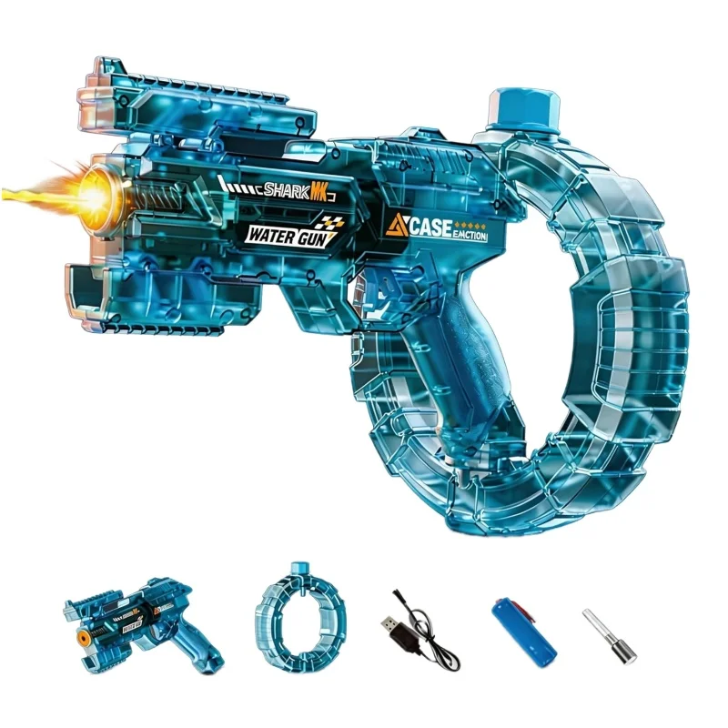 Transform Space Electric Water Gun Children Automatic Deformation Squirt Gun with Strobe Lights Summer Outdoor Pool Party Toys