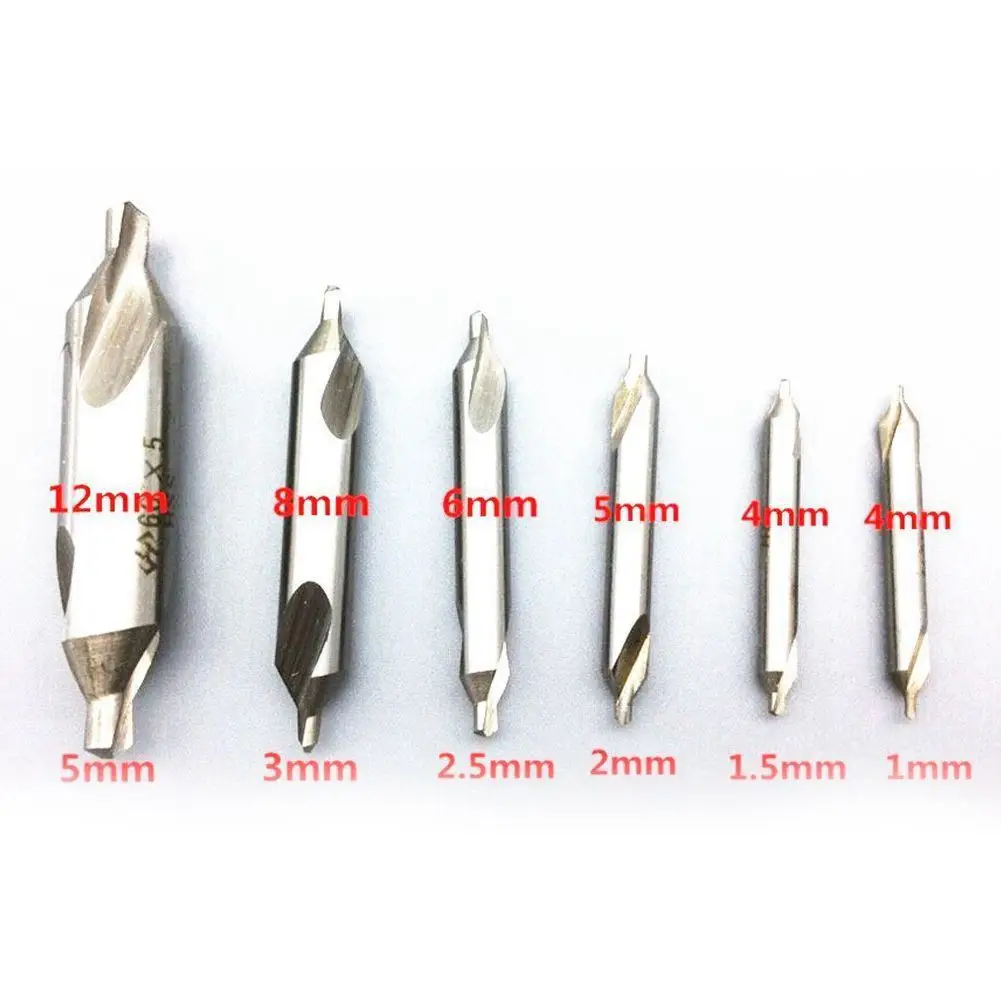 6ชิ้น hss ชุดดอกสว่านศูนย์แบบรวม Countersink 60องศามุม5/3/2.5/2/1.5/1มม