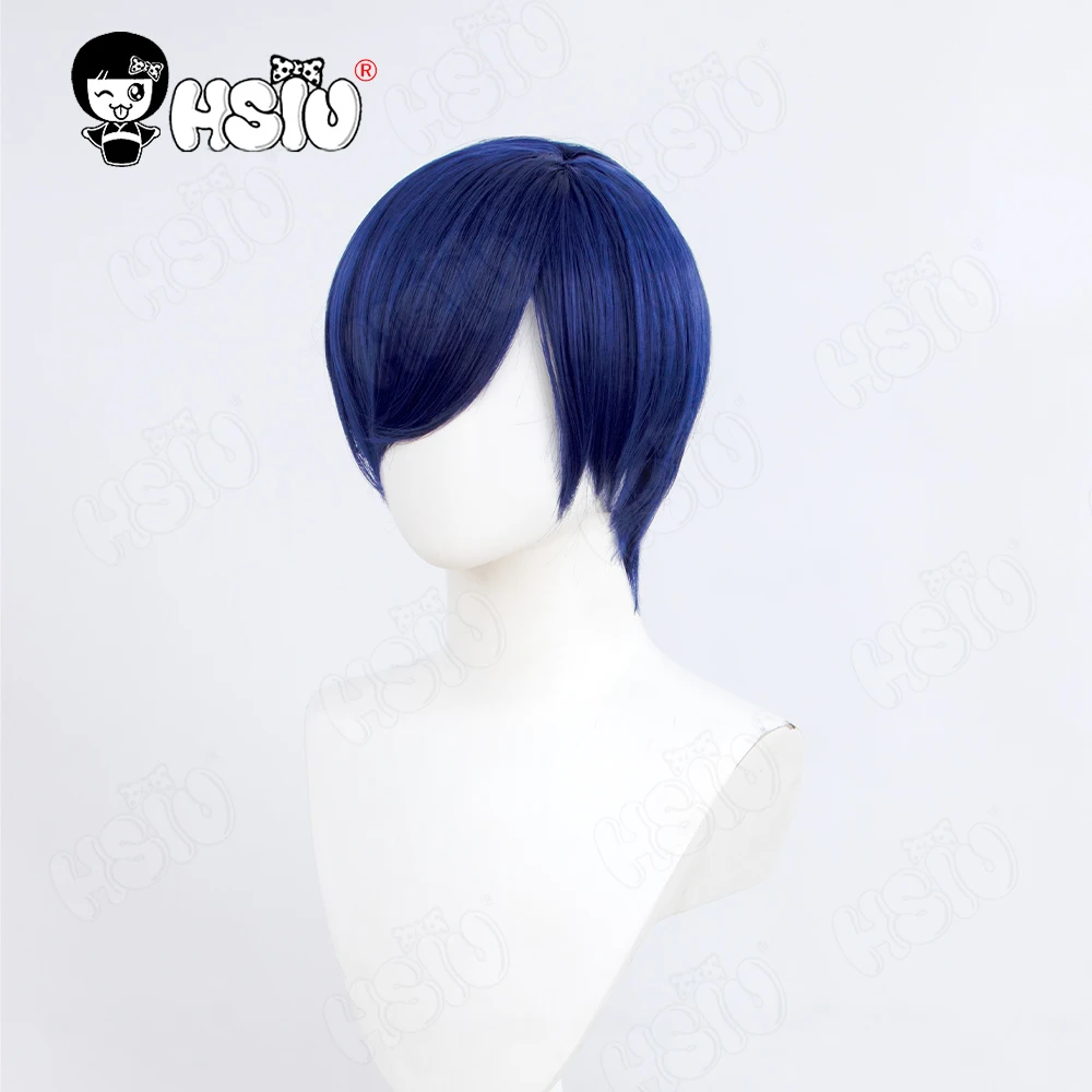 HSIU-Yuki Makoto Cosplay Peruca, Cabelo Azul Curto, Peruca Sintética Resistente ao Calor, Game Periona 3, 30cm