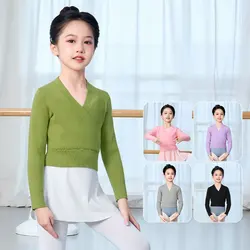 女の子のためのバレエセーター,子供のためのダンスラップ,暖かいニットのバレエコート,バレエジャケット,子供のためのダンストップ