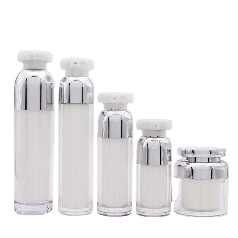 1PCS 15ml-100ml Cosmetic Jar Acrylic Lotion Cans Vacuum Emulsion Bottle Press Cream Pot Sample Vials Airless Makeup Container