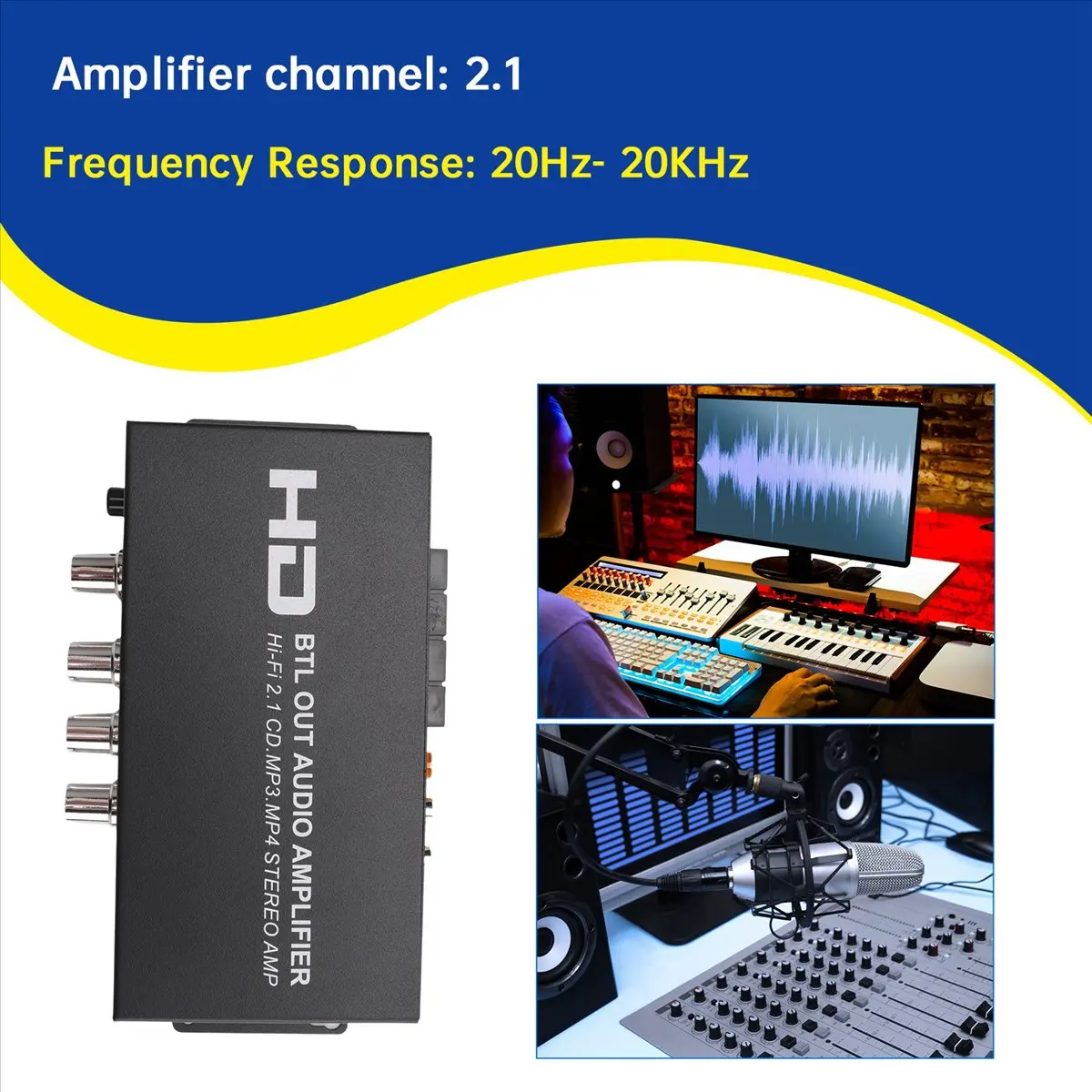 202626 HI-FI 2.1-канальный аудиоусилитель 160Вт+80Вт с Bluetooth/HDMI/RCA/AUX и регулировкой басов/высоких частот для дома/автомобиля, вилка EU