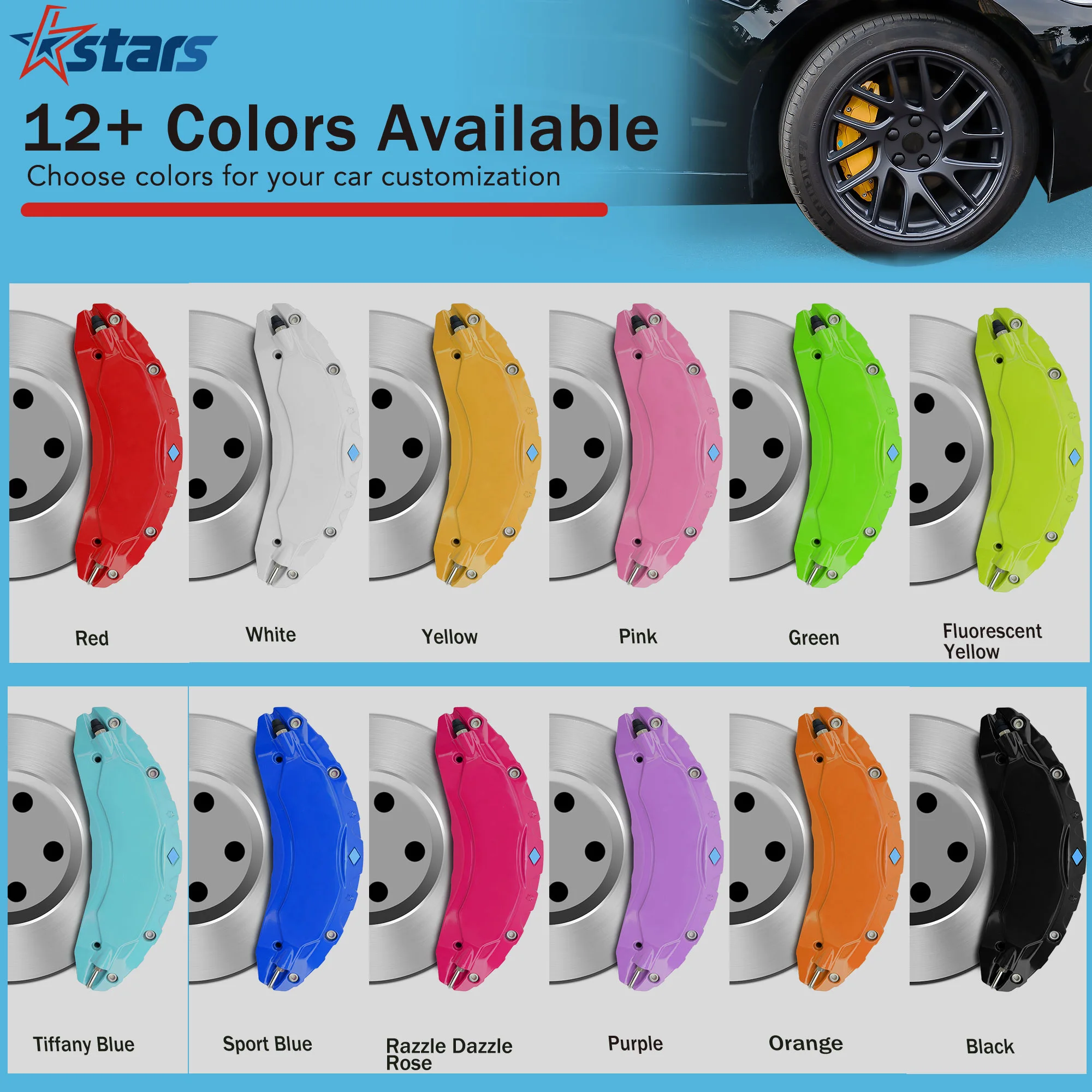 For Tesla 2024 Model 3 Highland Brake Caliper Covers 12 Colors Set of 4 Caliper Covers With Stickers Aluminium Alloy Accessories