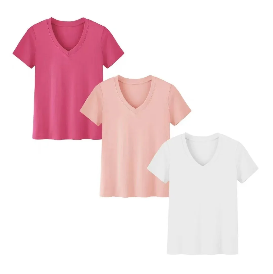 Women's Casual High Neck Short Sleeve Knit Skims Set T Shirt Solid Color Color Block Pullover Coord Sport Outfit Loose Fit