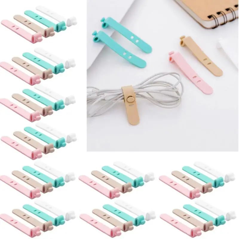 Cable Tie Silicone (4 Pack) Multi-color Reusable Holder Strap Organizer Management for Fastening Cable Cords and Wires