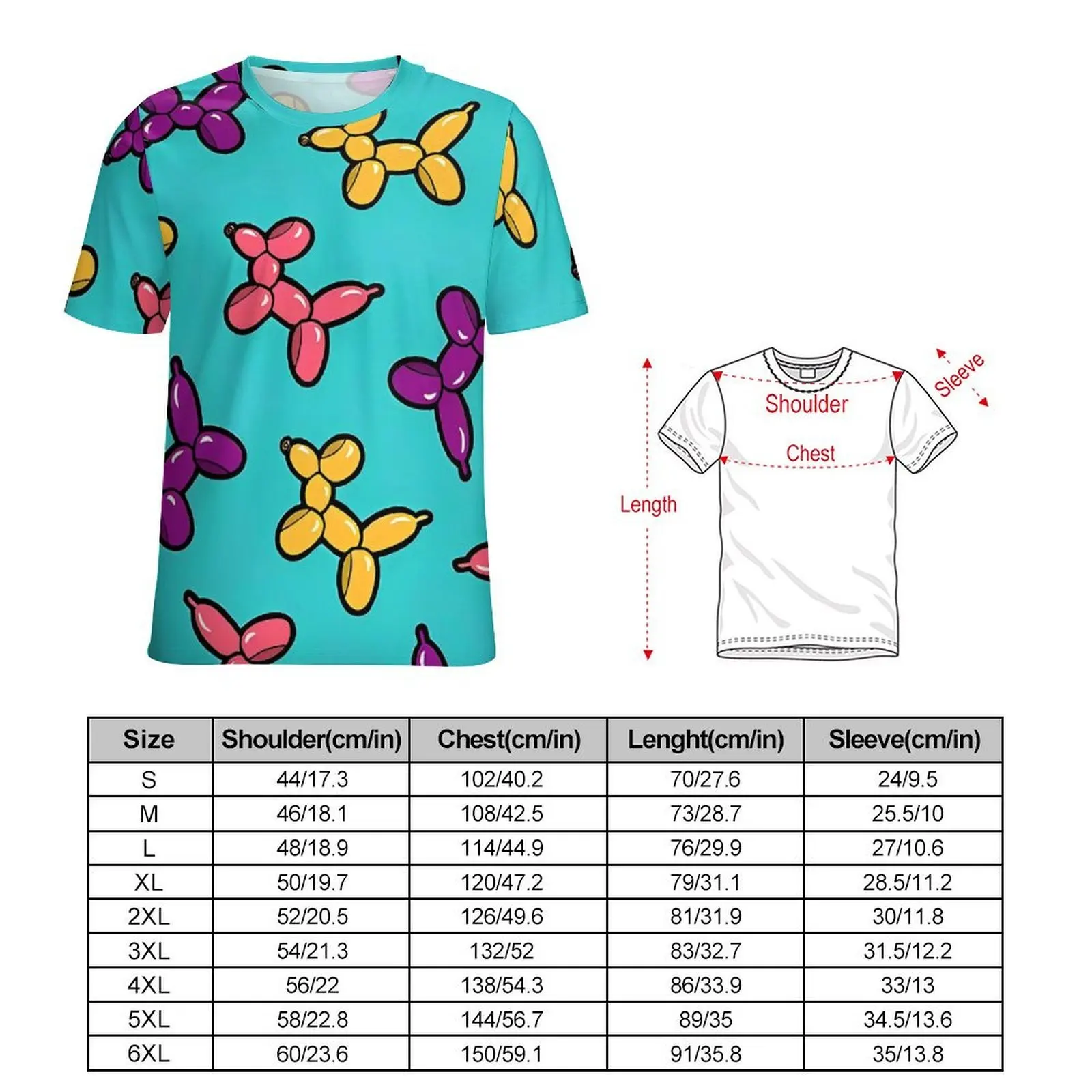 Balloon Dogs T Shirt Animal Print Cool T Shirts Man Y2K Casual Tee Shirt Summer Short Sleeve Design Top Tees 4XL 5XL 6XL