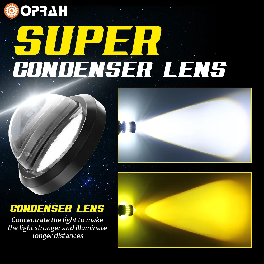 Oprah 1pcs LED Headlight Bulbs For Motorcycle Super Bright LED H4 H6 BA20D Spotlight With HD Lens Moto ATV Accessories Fog Light